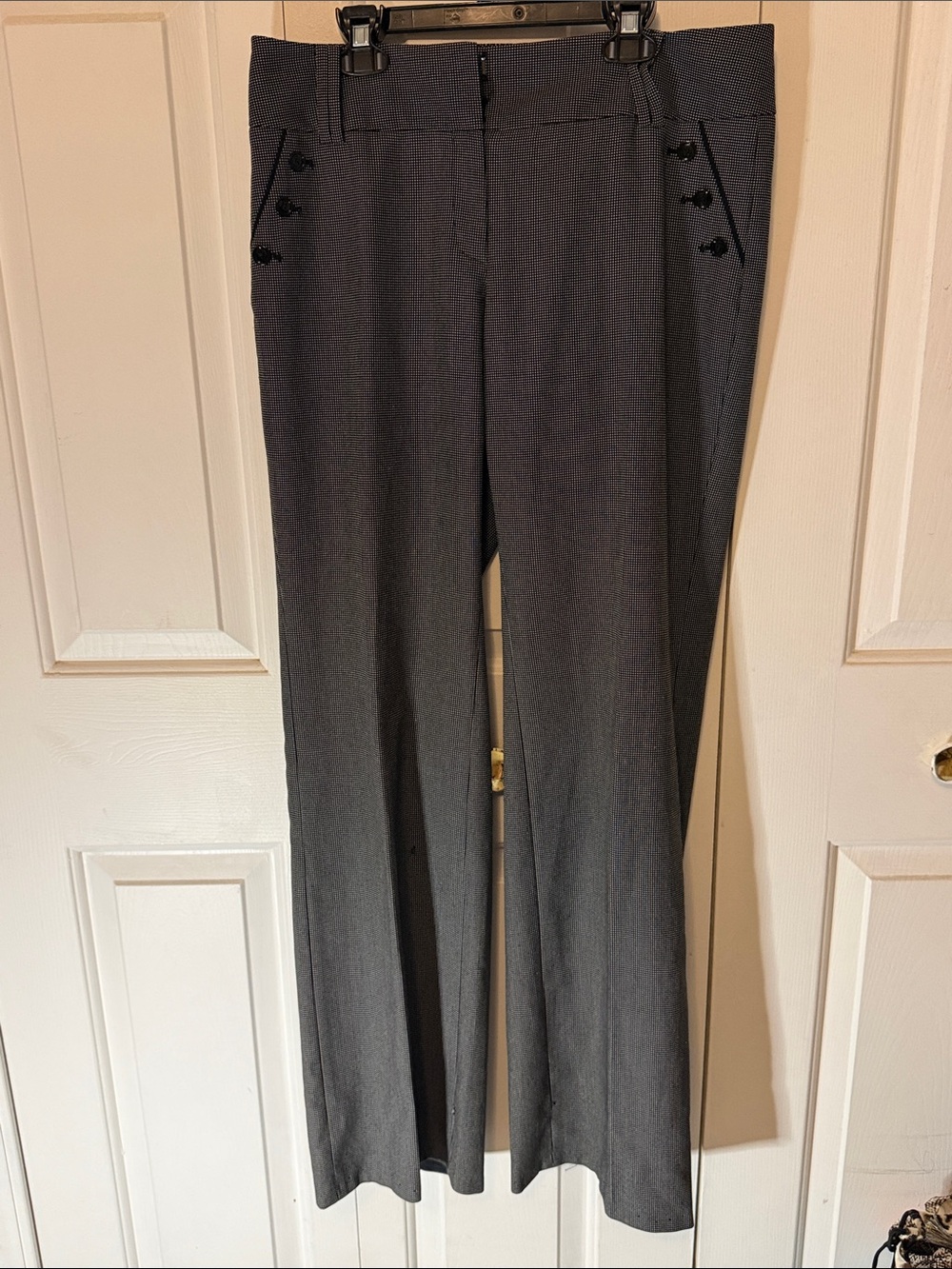 White House Black Market Sz 6 Charcoal Gray Wide Leg Dress Pants b718
